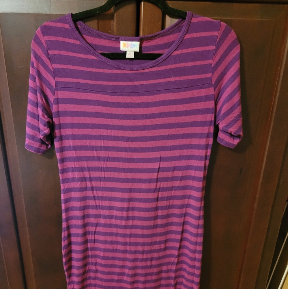 Lularoe Striped Julia Dress, size M, Cheshire Cat, Disney Bounding